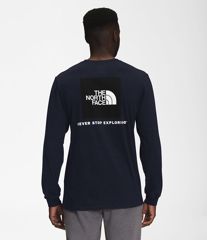 The North Face Mens T-Shirts Long Sleeve Box NSE 721JZNWGP - Navy